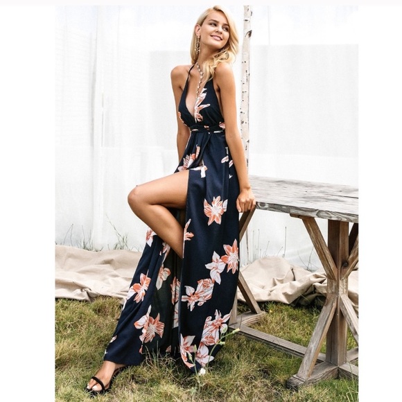 Sunset Bloom Backless Maxi